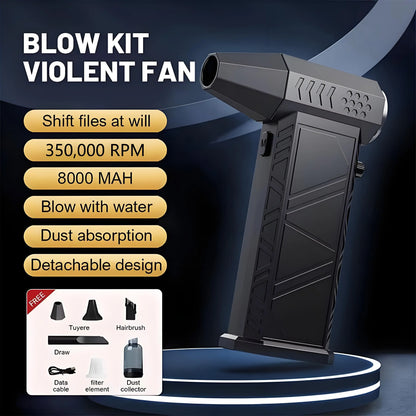 Violent Fan 350000RPM Powerful Air Blower Vacuum Dust Cleaner Charging Strong Winds 58m/s Brushless Turbo Jet Blower Dry