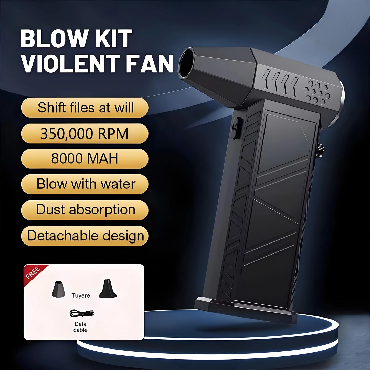 Violent Fan 350000RPM Powerful Air Blower Vacuum Dust Cleaner Charging Strong Winds 58m/s Brushless Turbo Jet Blower Dry